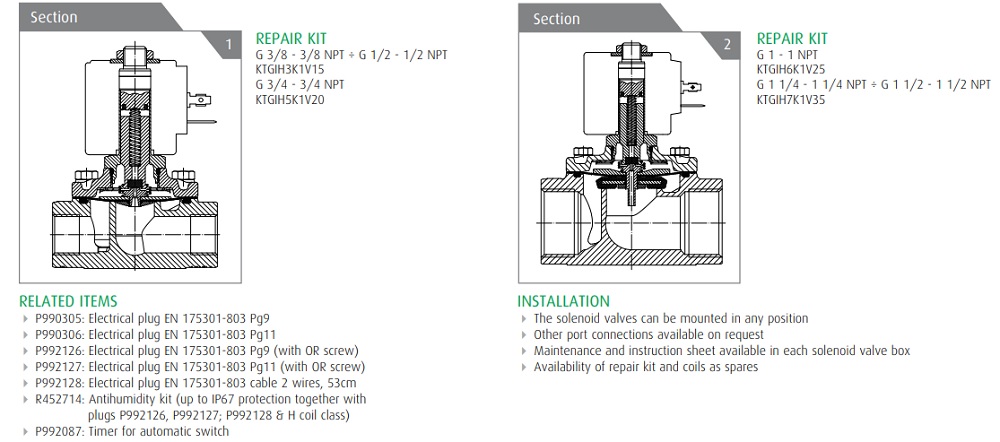 Cataloge van điện inox ODE 21IH6K1V250