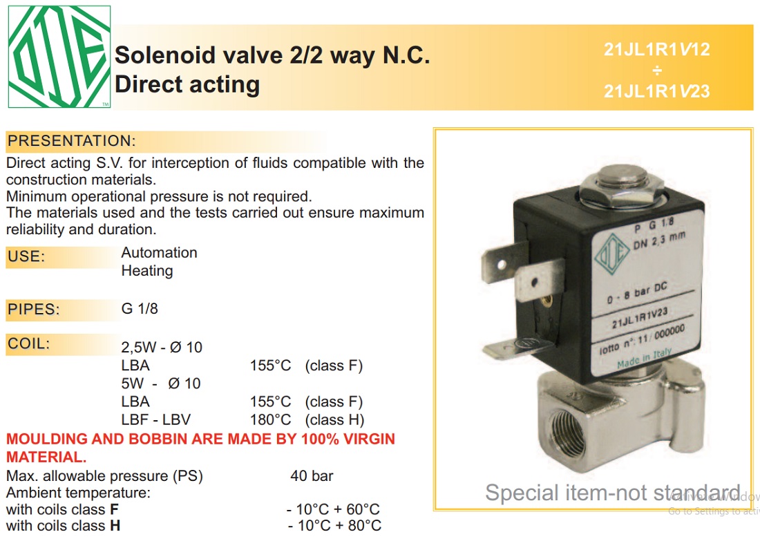 Cataloge van điện từ ODE 21JL1R1V23